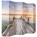 vidaXL Skladací paraván 228x170 cm, potlač s jazerom