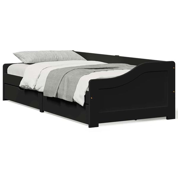 VidaXL Denná posteľ s 2 zásuvkami bez matraca "IRUN" Čierna 90x200 cm