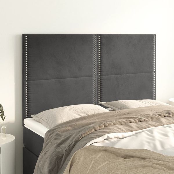 vidaXL Čelo postele tmavosivé 144x5x118/128 cm zamatové