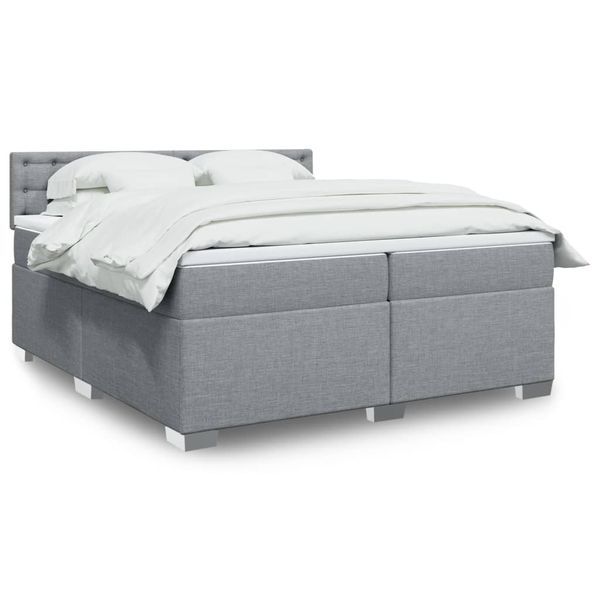 vidaXL Posteľný rám boxsping s matracom bledosivý 200x200 cm látka
