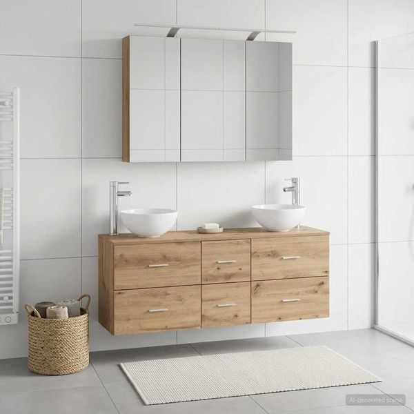 vidaXL Sada kúpeľňového nábytku 4 pcs Dub artisan