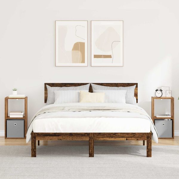 vidaXL Nočný stolík so zásuvkou 2 pcs Staré drevo 30,5 x 27 x 59,5 cm