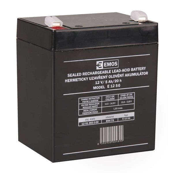 Olověná batéria 12 V / 5 Ah EMOS bezúdržbový akumulátor faston 6,3 mm