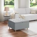 vidaXL Ottoman s Úložným Priestorom Svetlosivá 80 x 80 x 45 cm látka