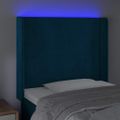 vidaXL Čelo postele s LED tmavomodré 103x16x118/128 cm zamat