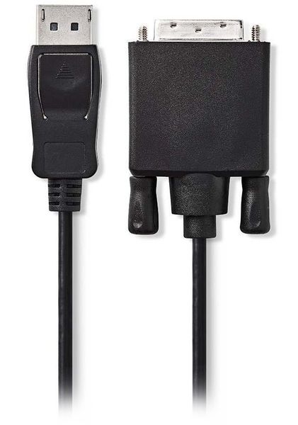NEDIS kabel DisplayPort - DVI/ zástrčka DisplayPort - 24+1pinová zástrčka DVI-D/ černý/ bulk/ 2m Kabel, propojovací, zástrcka DisplayPort, zástrcka DVI-D 24+1pin, cerný, 2m