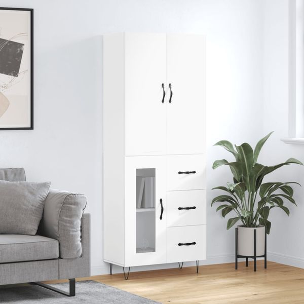 vidaXL Vysoká skrinka biela 69,5x34x180 cm spracované drevo