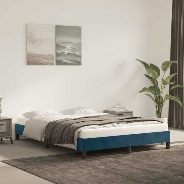 vidaXL Posteľ bez matraca tmavomodrý 140x200 cm zamat