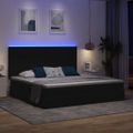 vidaXL LED úložná posteľ s matracom Čierna 200 x 200 cm Látka