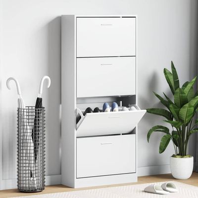 vidaXL Botník biely 63x24x147 cm spracované drevo