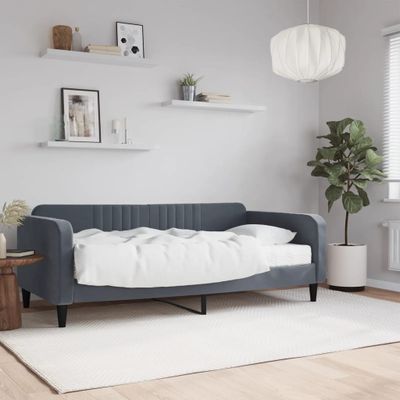 vidaXL Denná posteľ s matracom tmavosivá 90x190 cm zamat