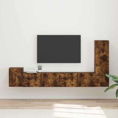 vidaXL Zostava TV skriniek Nástenný 3 pcs Dymová dub Kompozitné drevo