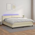 vidaXL Boxspring posteľ s matracom a LED krémová 160x200 cm umelá koža