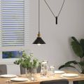 vidaXL Závesná lampa s nastaviteľnou výškou E27 lesklá čierna Ø 22 cm kovová
