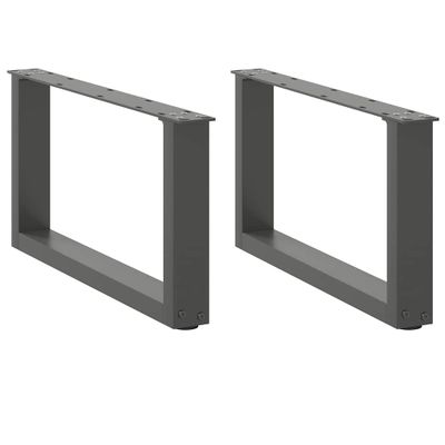 vidaXL Nohy konferenčného stolíka v tvare U, 2 ks, antracitové, 60 x (30-31) cm, oceľ