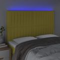 vidaXL Čelo postele s LED zelené 144x5x118/128 cm látka