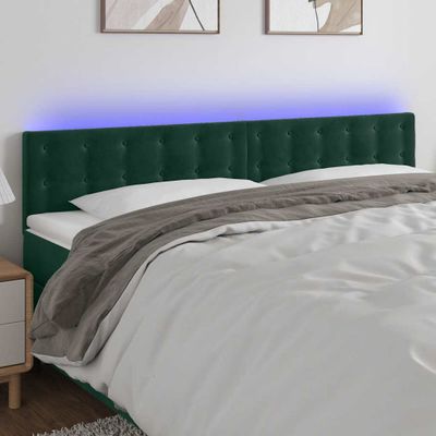 vidaXL Čelo postele s LED tmavozelené 160x5x78/88 cm zamat