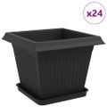 vidaXL Kvetináče 24 ks Čierna Plast