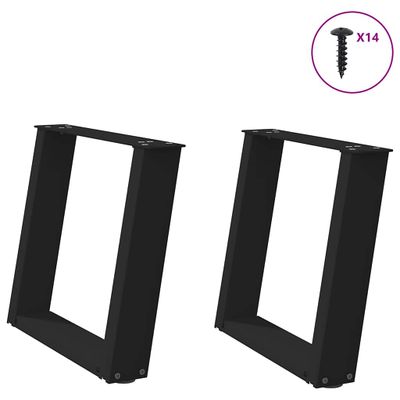 vidaXL Nohy konferenčného stolíka v tvare U, 2 ks, čierne, 50 x (42-43) cm, oceľové