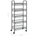 vidaXL Kuchynský vozík s 5 poschodiami čierny 46x26x105 cm železný