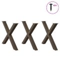 vidaXL Nohy k jedálenskému stolu v tvare X, 3 ks, prírodná oceľ, 90 x (72-73) cm, oceľ
