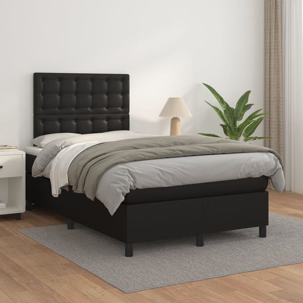 vidaXL Boxspring posteľ s matracom čierna 120x200 cm umelá koža