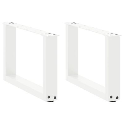 vidaXL Nohy konferenčného stolíka v tvare U, 2 ks, biele, 50 x (30-31) cm, oceľové