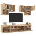 vidaXL 6-dielna súprava TV nástenných skriniek s LED dub sonoma