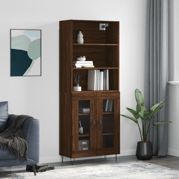 vidaXL Vysoká skrinka hnedý dub 69,5x34x180 cm spracované drevo