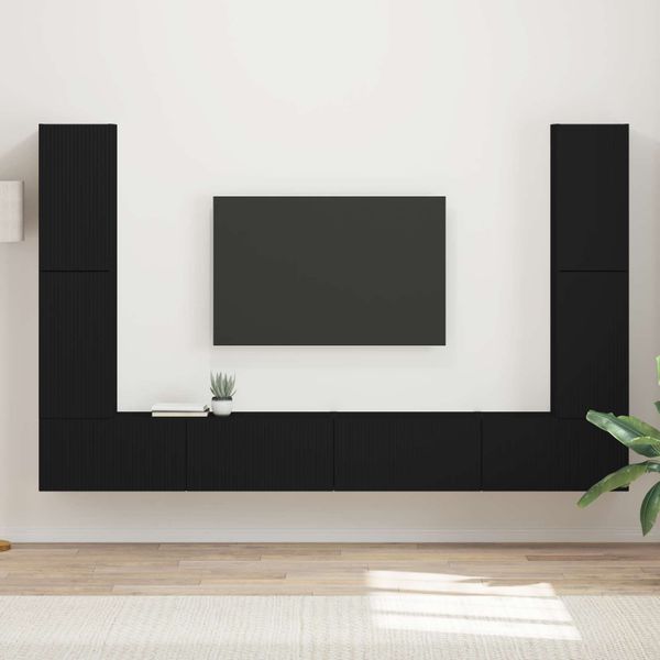vidaXL Zostava TV skriniek 8 pcs Čierna Kompozitné drevo