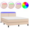 vidaXL Boxspring posteľ matrac a LED kapučínová 140x200 cm umelá koža