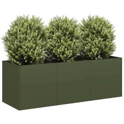 VidaXL kvetináč Olive Green 120x40x40 cm Oceľ valcovaná za studena