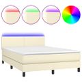 vidaXL Boxspring posteľ s matracom a LED krémová 140x190 cm umelá koža