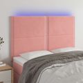 vidaXL Čelo postele s LED ružové 144x5x118/128 cm zamat