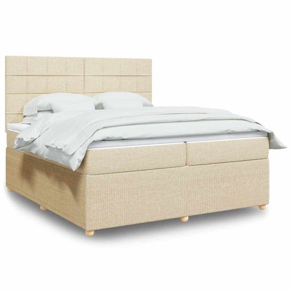 vidaXL Boxspring posteľ s matracom krémová 200x200 cm látka