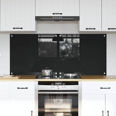 vidaXL Kuchynský obklad 2 pcs Čierna 70 x 60 cm tvrdené sklo