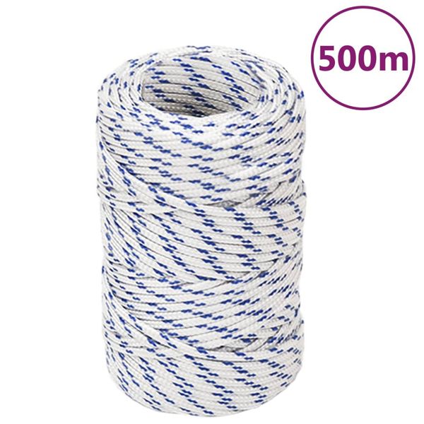 vidaXL Lodné lano biele 2 mm 500 m polypropylén