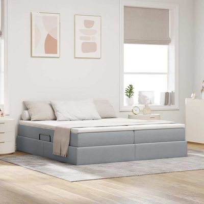 vidaXL Postel s úložným prostorem a matrací Svetlosivá 180 x 200 cm