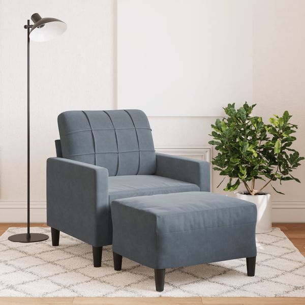 vidaXL Kreslo s podnožkou tmavosivé 60 cm zamat