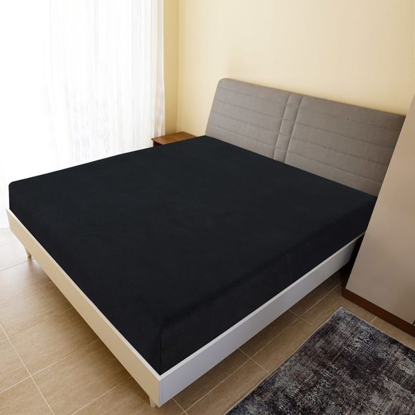 vidaXL Plachta Jersey čierna 180x200 cm bavlna
