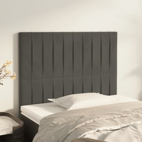 vidaXL Čelo postele tmavosivé 80x5x118/128 cm zamatové