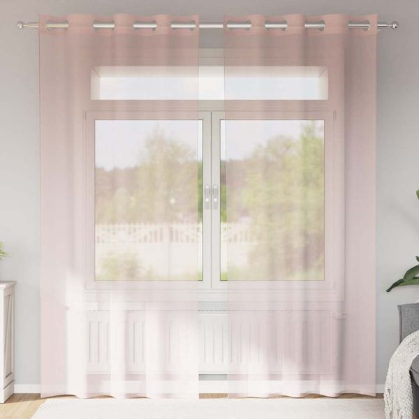 vidaXL voálové závesy s priechodkami 2 ks svetloružové 140x225 cm