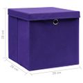 vidaXL Úložné boxy s vekom 4 ks, 28x28x28 cm, fialové