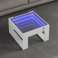 vidaXL Konferenčný stolík s nekonečnými LED biely 50x53x30 cm
