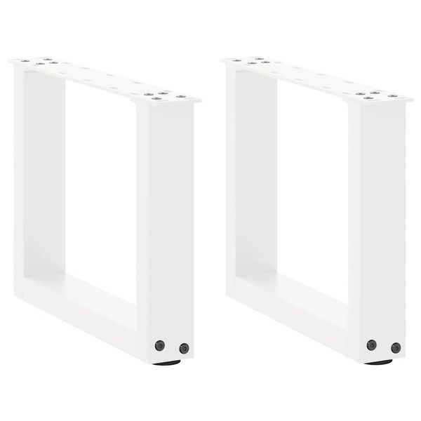 vidaXL Nohy konferenčného stolíka v tvare U, 2 ks, biele, 30 x (30-31) cm, oceľové