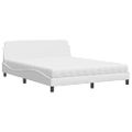 vidaXL Posteľ s matracom Dover biela 160x200 cm umelá koža