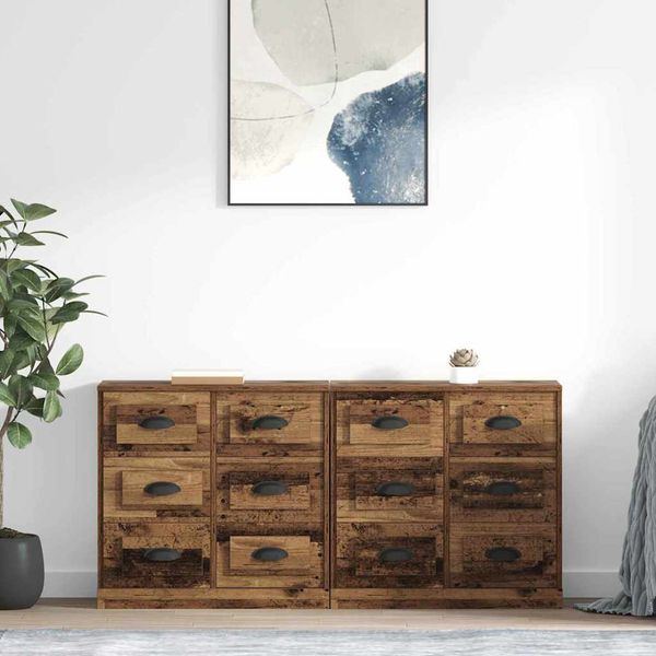 vidaXL Komody 2 pcs Staré drevo 70 x 35,5 x 67,5 cm Kompozitné drevo