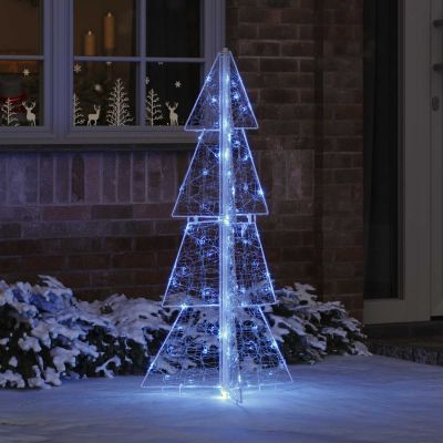 vidaXL Vianočný stromček s 100 LED-i Modrá 120 cm Akryl