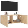 vidaXL TV nástenná skrinka s LED svetlami dub sonoma 100x35x41 cm