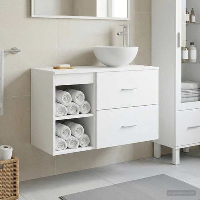 vidaXL Sada kúpeľňového nábytku 2 pcs Biela Kompozitné drevo